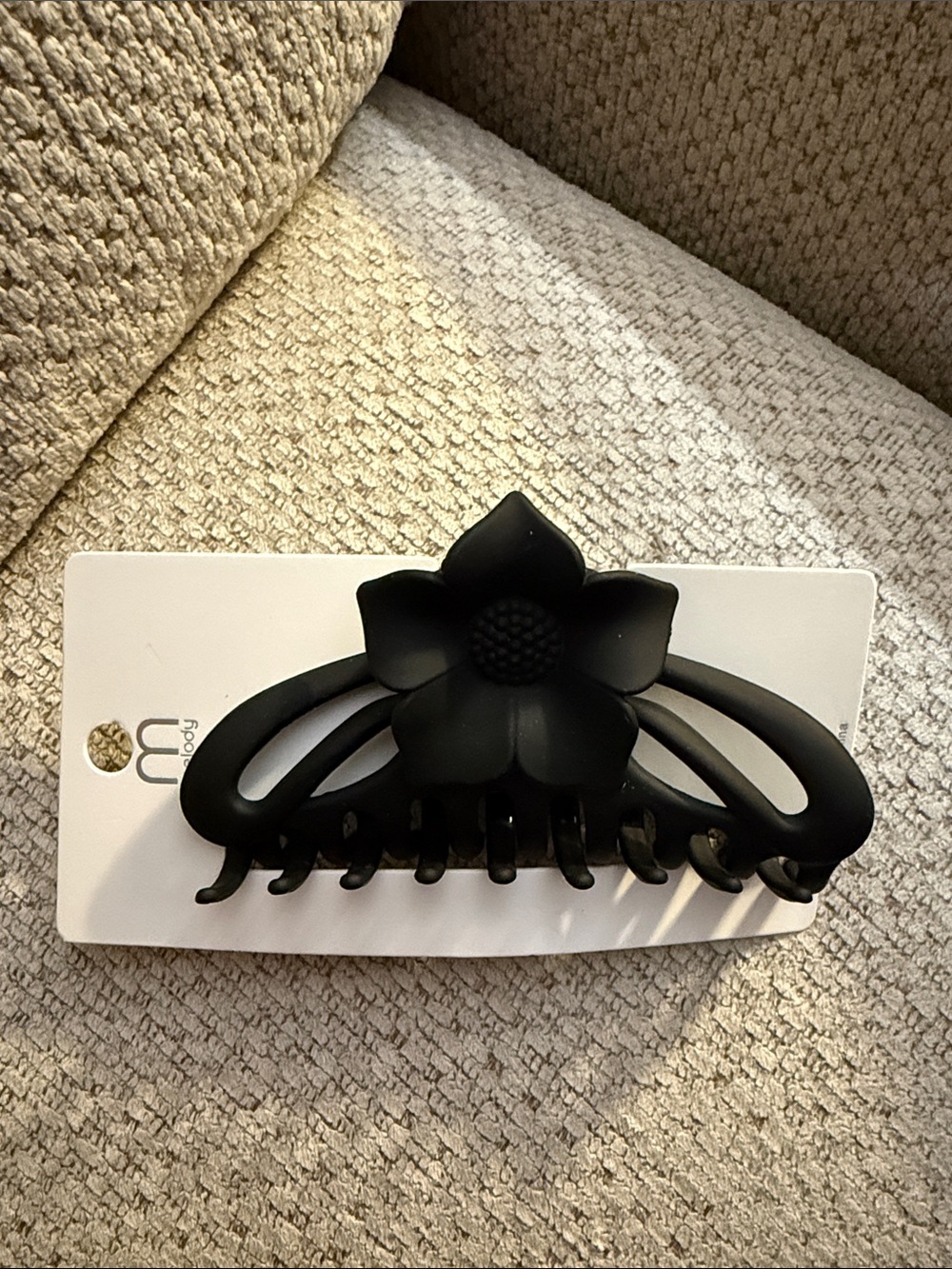 Matte Black Floral Hair Claw Clip